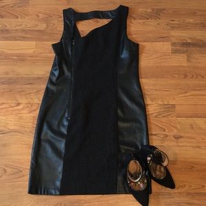Fake leather black dress